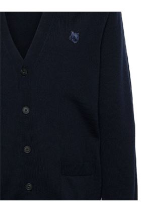 navy blue wool fine knit signature Chillax Fox motif Maison Kitsuné | MM00509KT1036P476